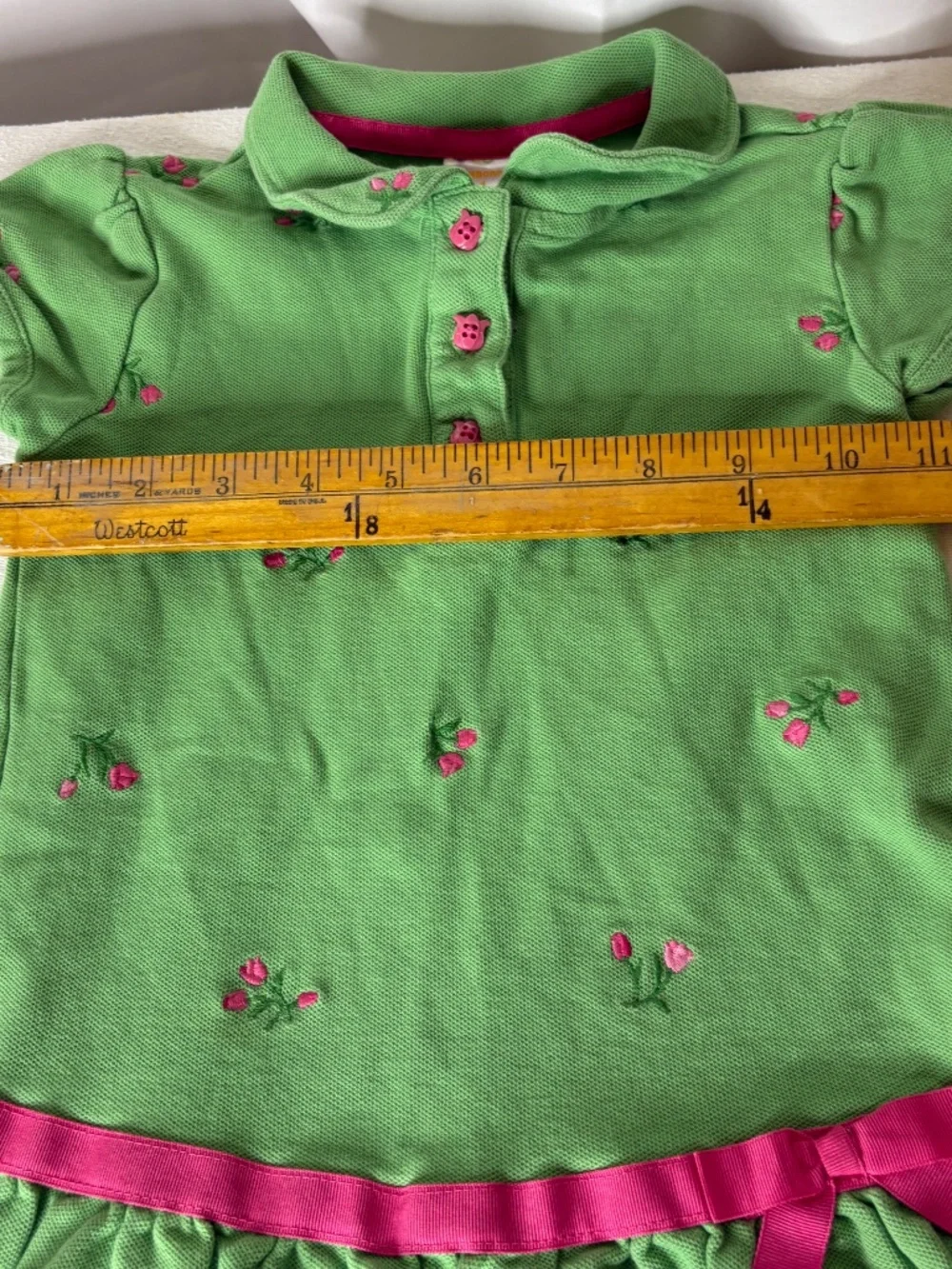 Y2K Gymboree Girls Sz 4 Bright Tulip Embroidered Dress with Flower Buttons